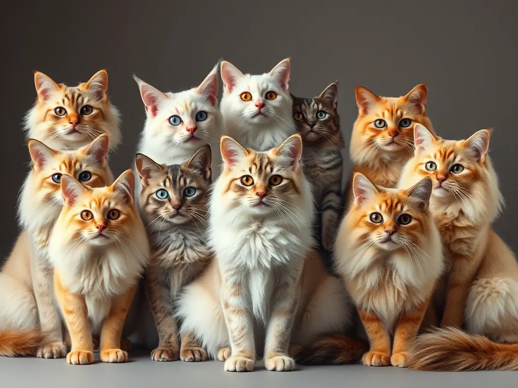 Una portada de revista de alta moda con diez razas de gato Angora turcas