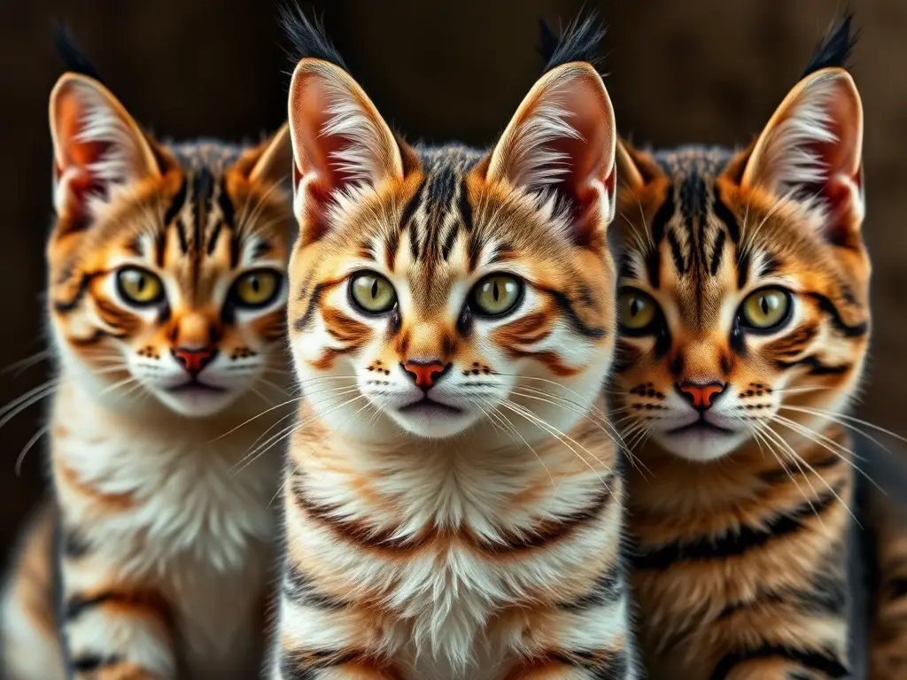 Foto realista de gatos étnicos bellos, sin texto ni logotipos