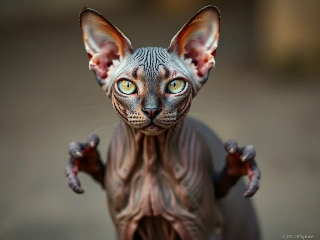 Foto realista de un gato Lykoi, musculoso y detallado
