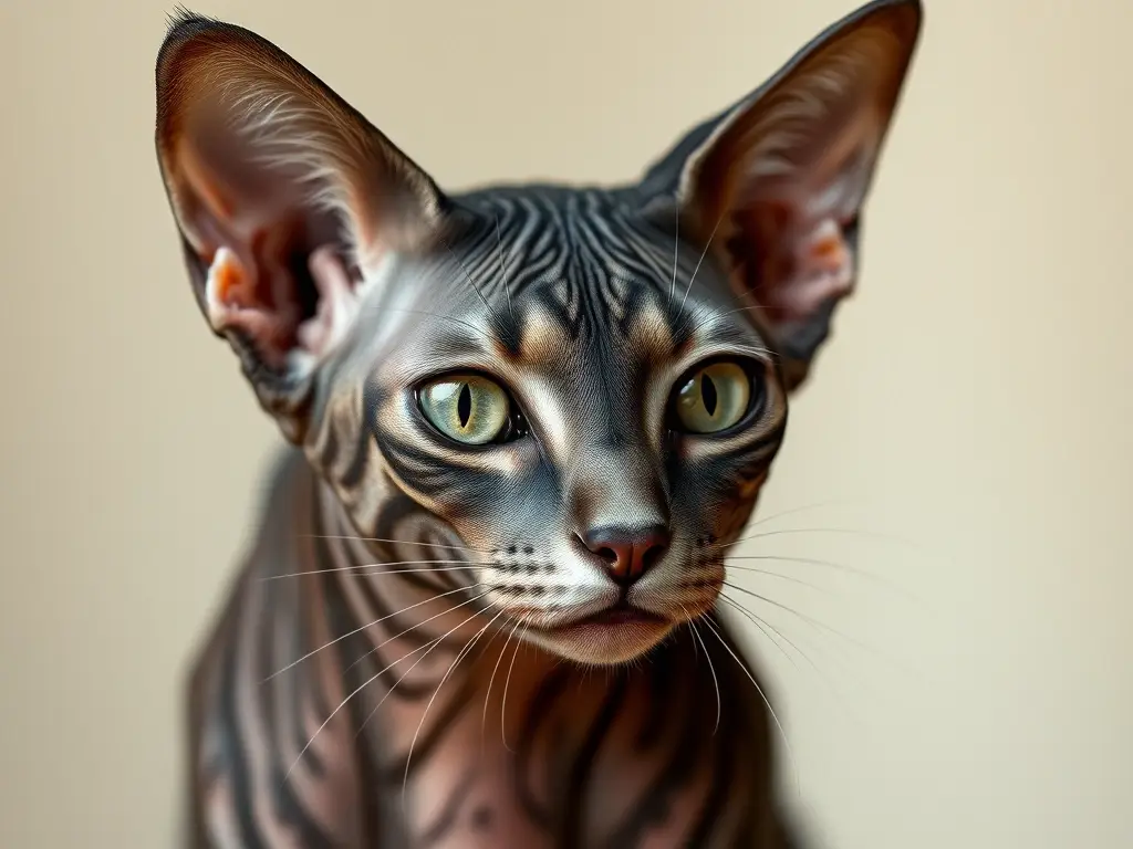 Fotografía realista de un gatito Lykoi con detalles precisos