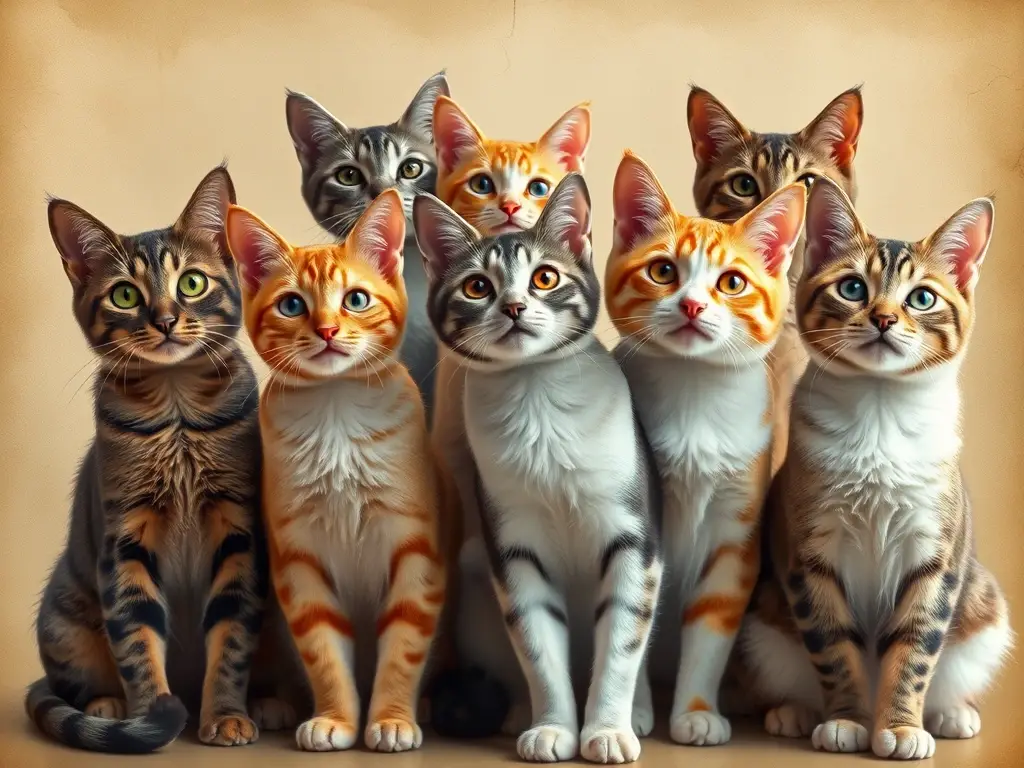 Foto realista a escala 8k de portada para un artículo ilustrado sobre razas de gatos con un diseño llamativo