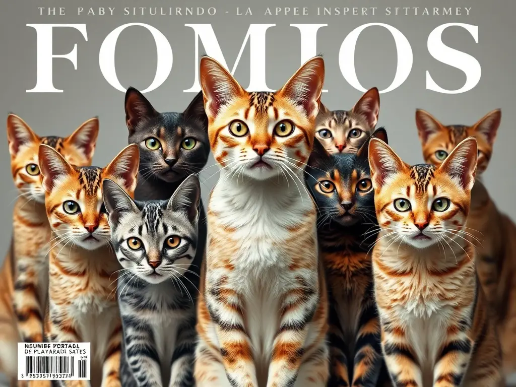 Fotografía realista de 12 razas de gatos elegantes
