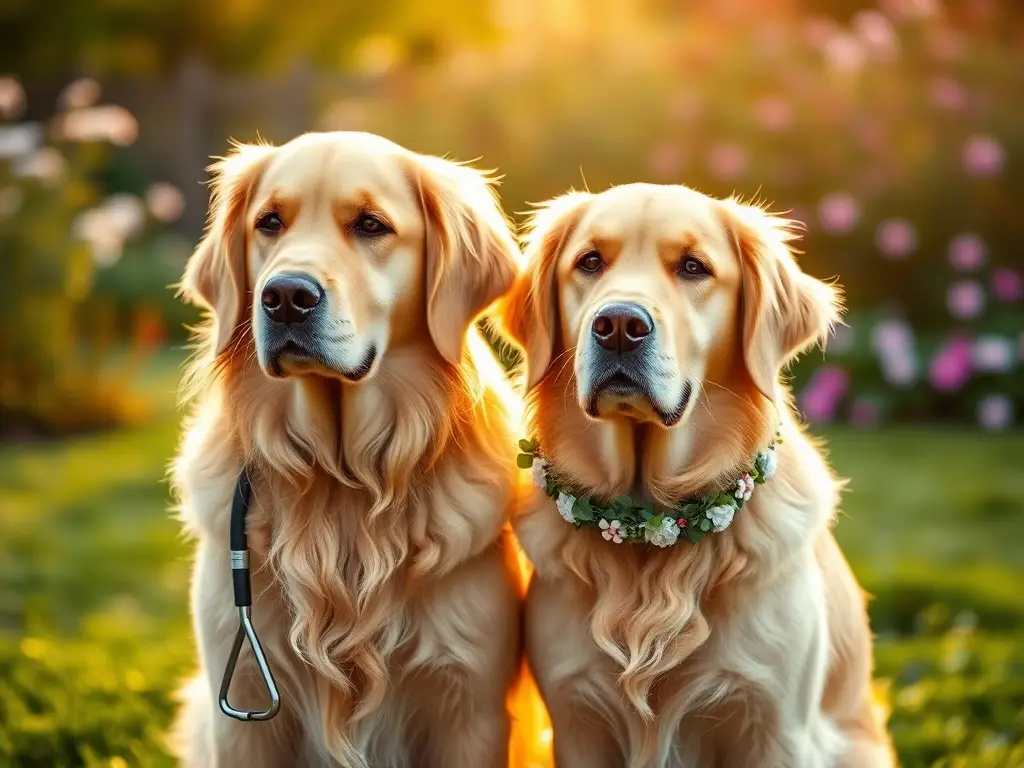 Golden Retriever macho y hembra juntos