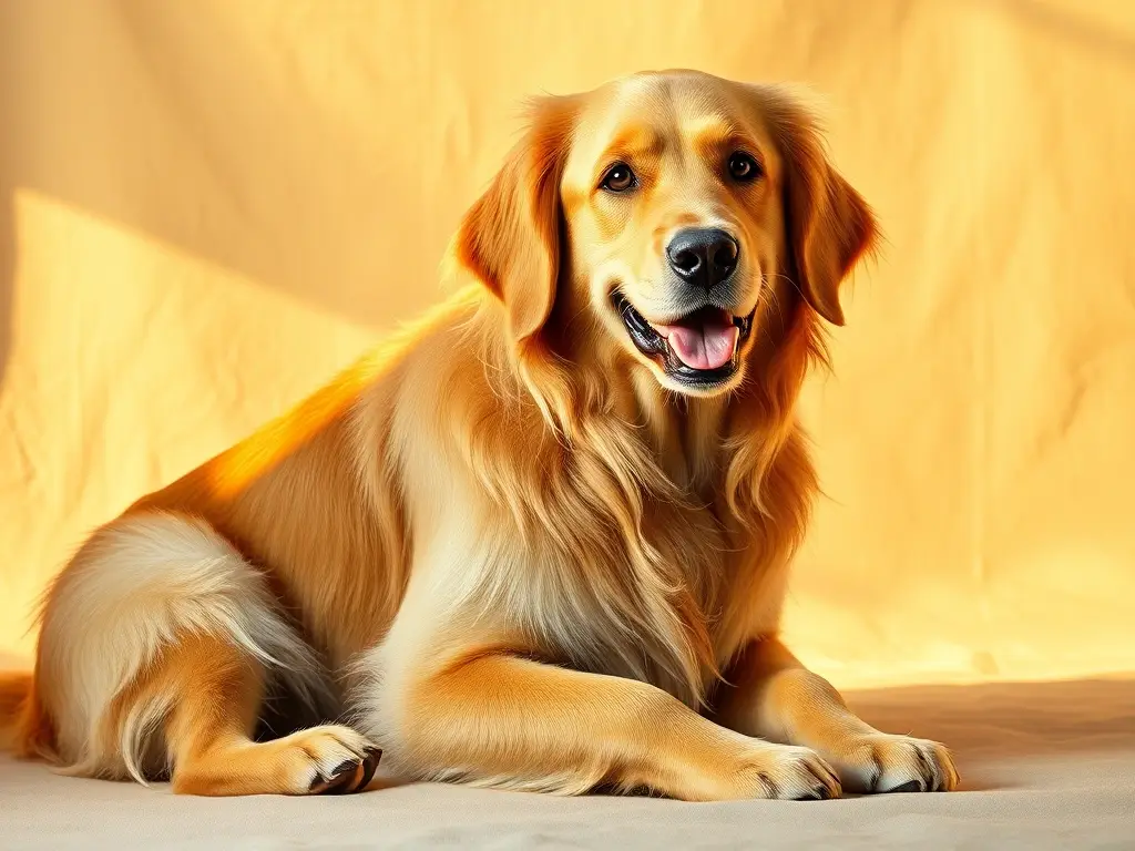 Imagen realista deGolden Retriever musculoso con fondo cálido