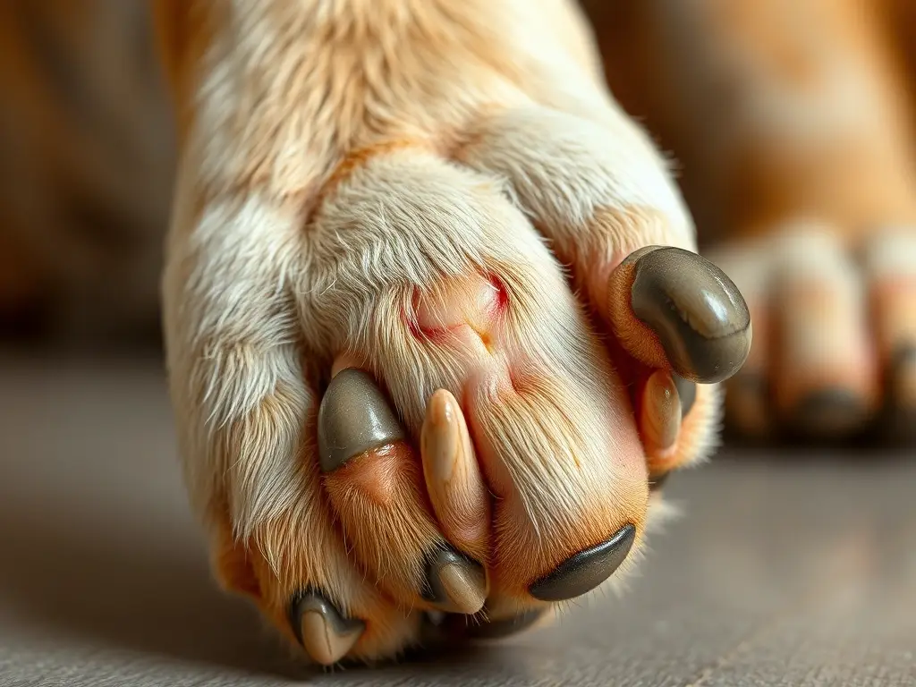 Foto realista de pie de perro con pododermatitis