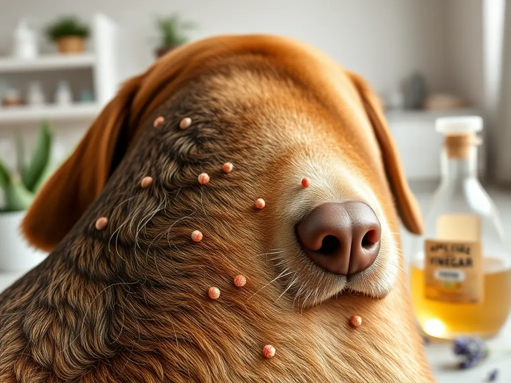 Macro del perro con sarpullido dermatológico