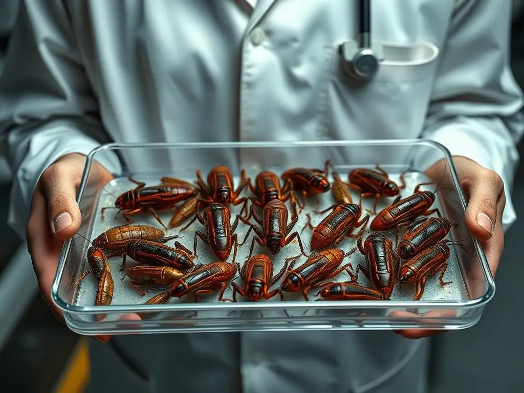 Compuesto retrato realista de un investigador con Crickets desmenuzados