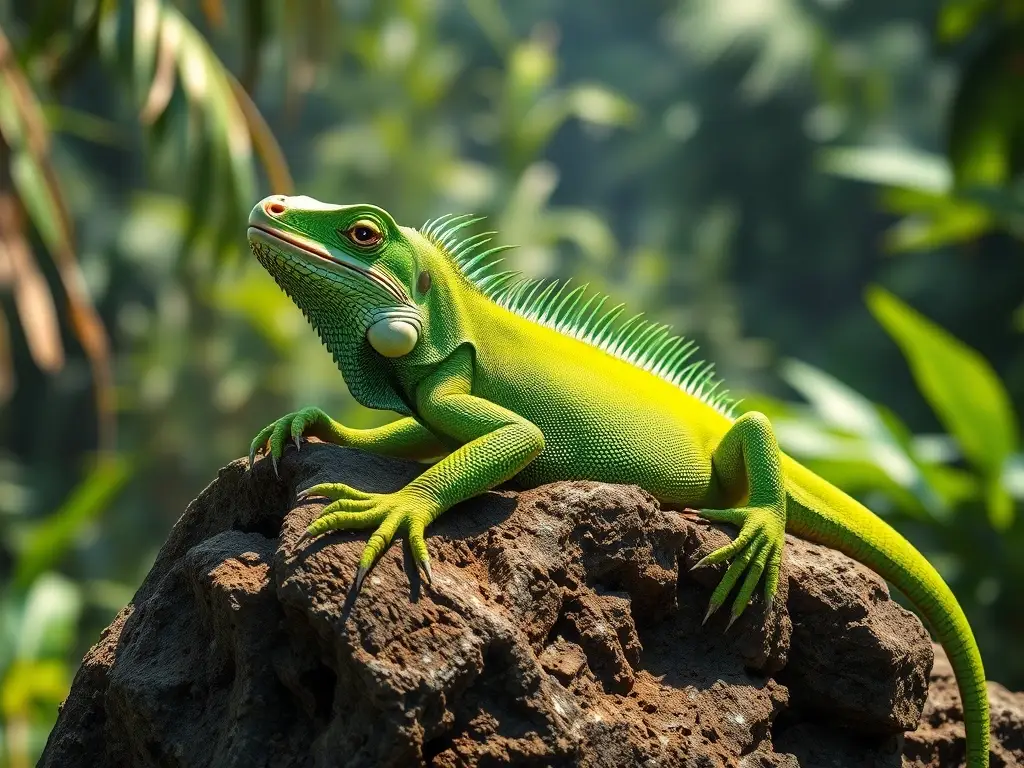 Un iguana de aspecto real, en un entorno natural