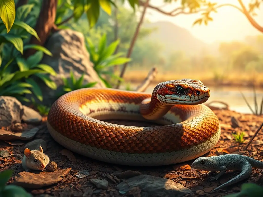 Serpiente majestuosa en ilustración fotorrealista