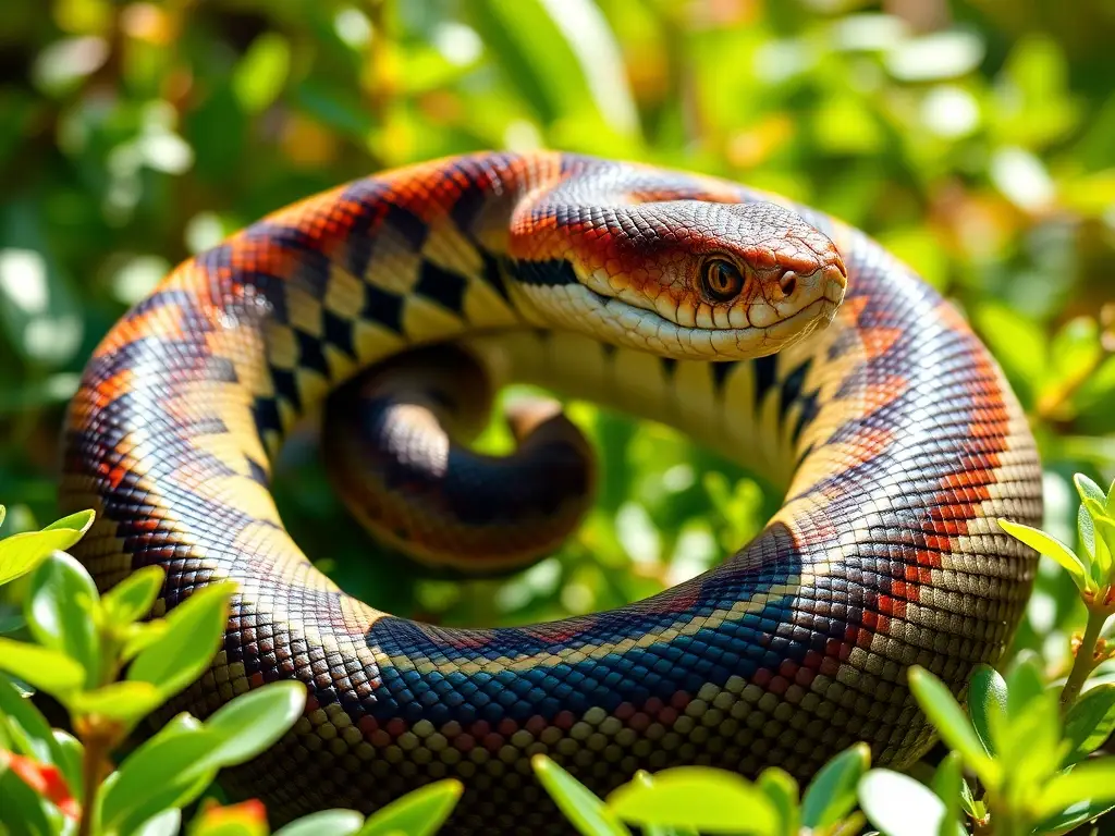 Fotografía realista de una boa constrictor mexicana en un jardín