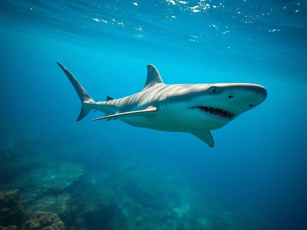 Fotografía magistral de un tiburón hammerhead en el océano