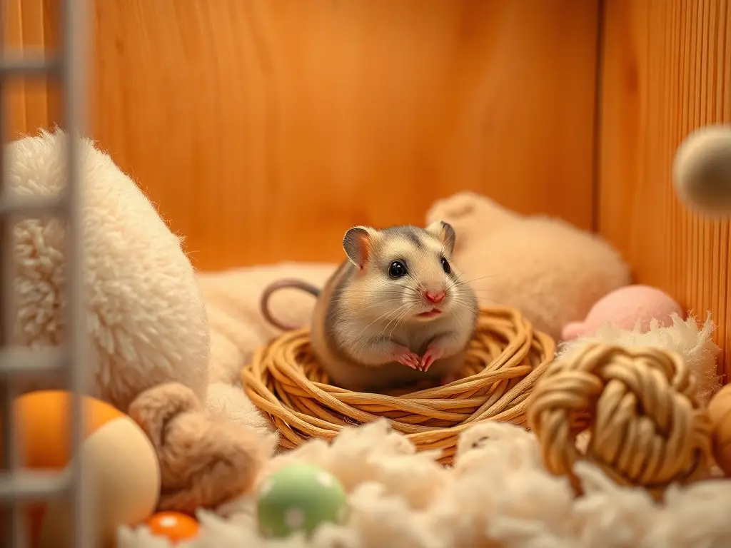 Imagen realista y de alta resolución de un niguetрг con una baby hamster juguetona