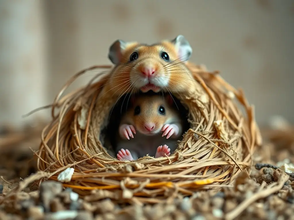 Imagen de hamster con nido impecable