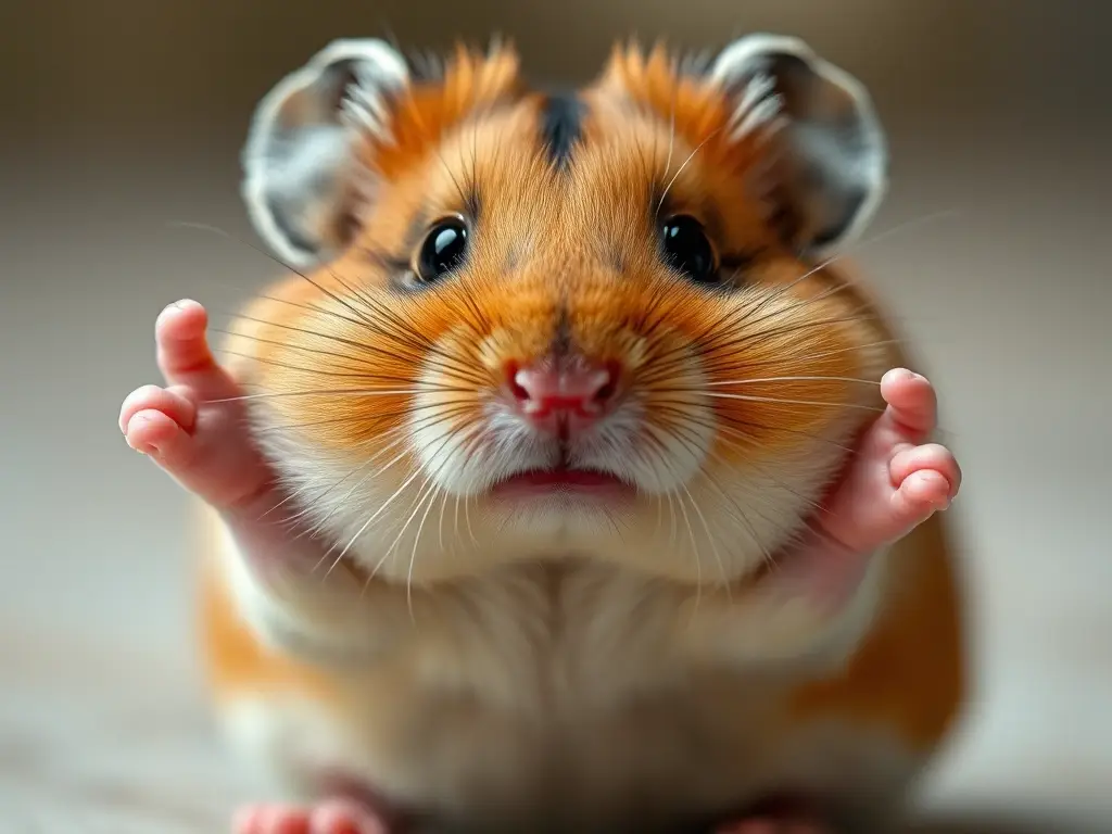 Un retrato realista de un hamster con mejillas llenas se ve con nitidez