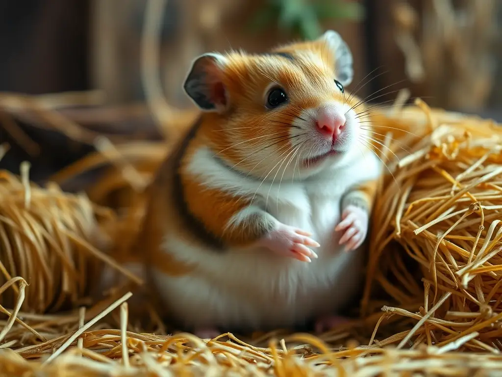 Imagen detallada de un hamster embarazada en un entorno relajante