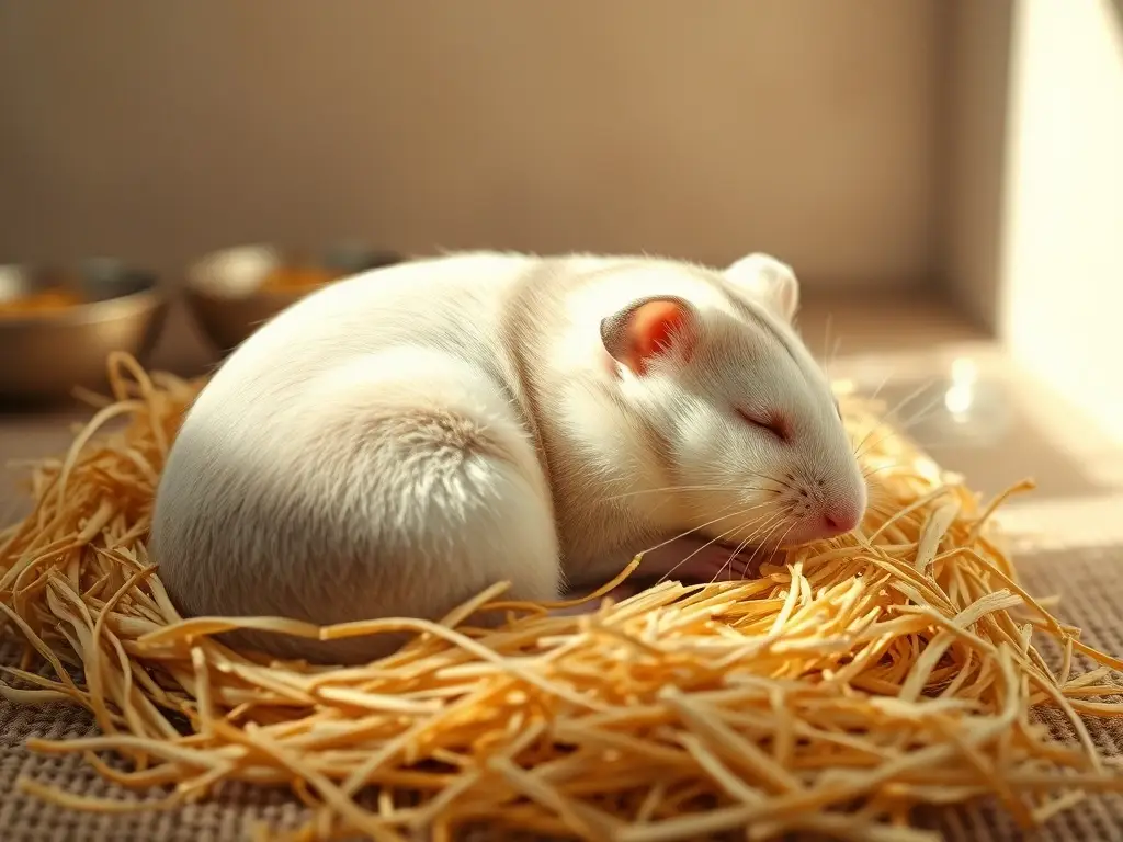 Un hamster dormido en un entorno de paz y tranquilidad