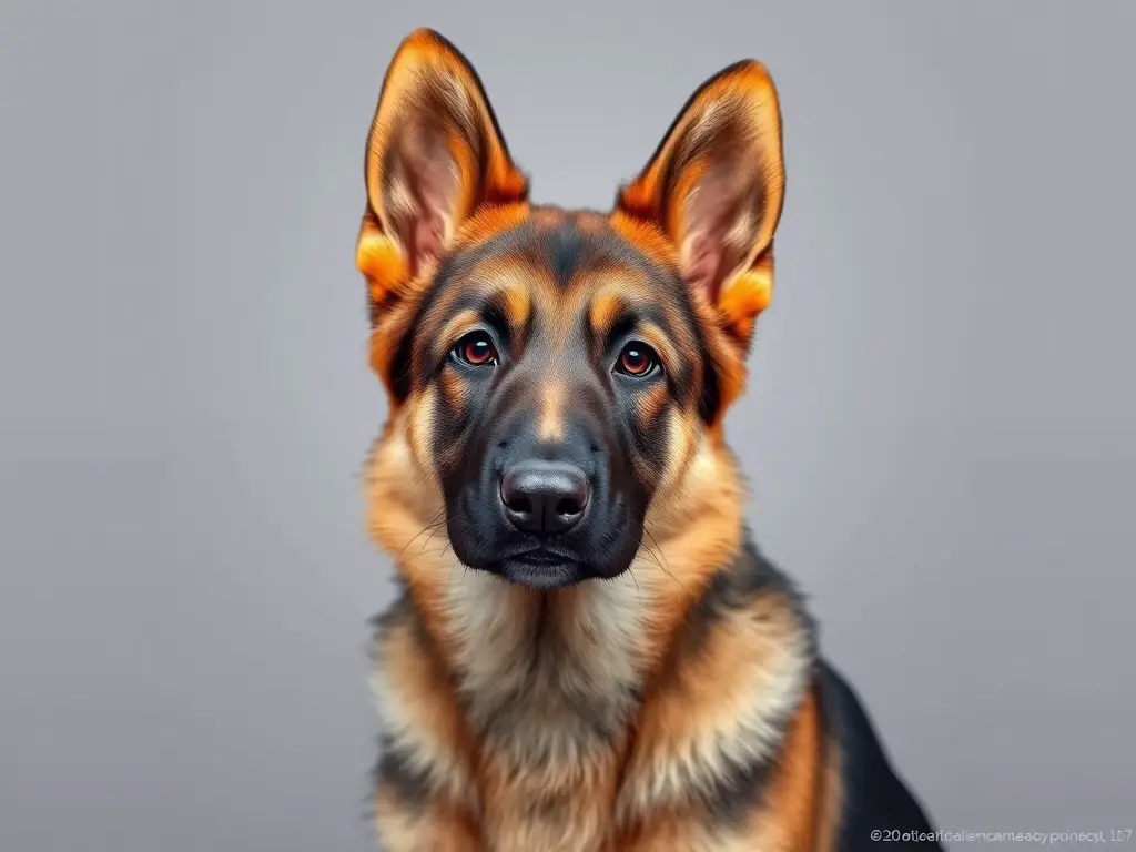 Foto de portada realista de una hembra German Shepherd con calma