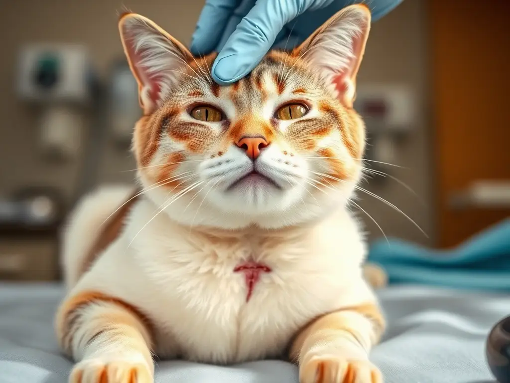 Gata serena, herida examinada por veterinario