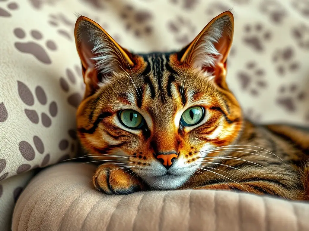 Un retrato realista de gato de tabaquín elegante en un cojín