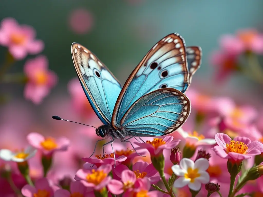Fotorealista, mariposa azul, belleza e intricade