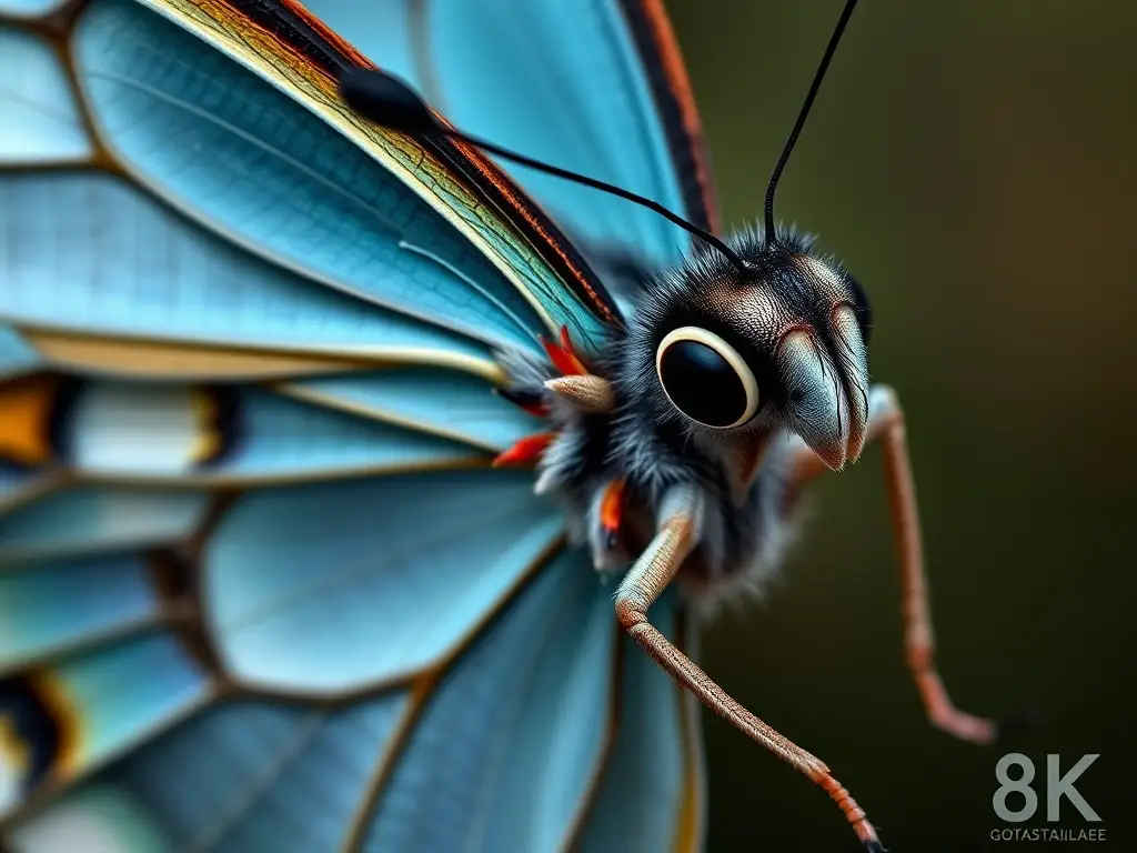 Foto de mariposa azul Occidental realista, detalladamente detallada