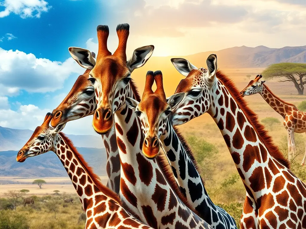 Una obra de arte realista y detallada sobre la girafa zebrina africana