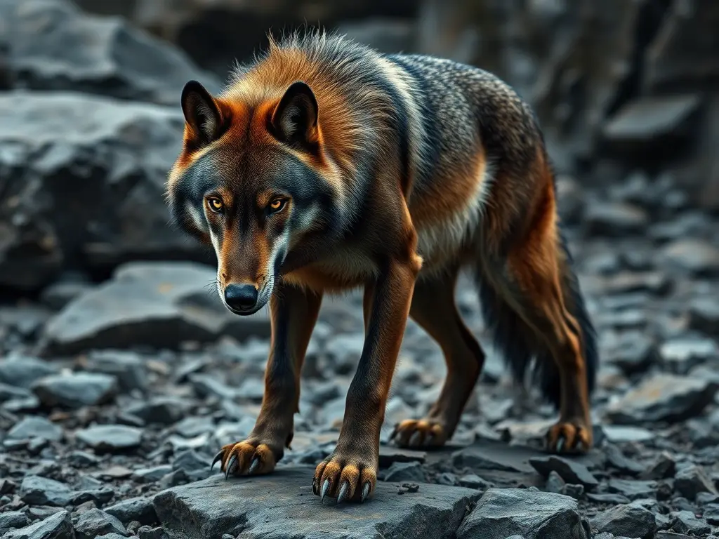 Foto realista de lobo-dire majestuoso y fiero