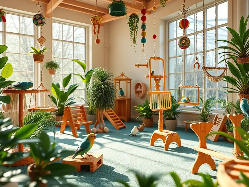 Arena interior vibrante para periquitos de juguete