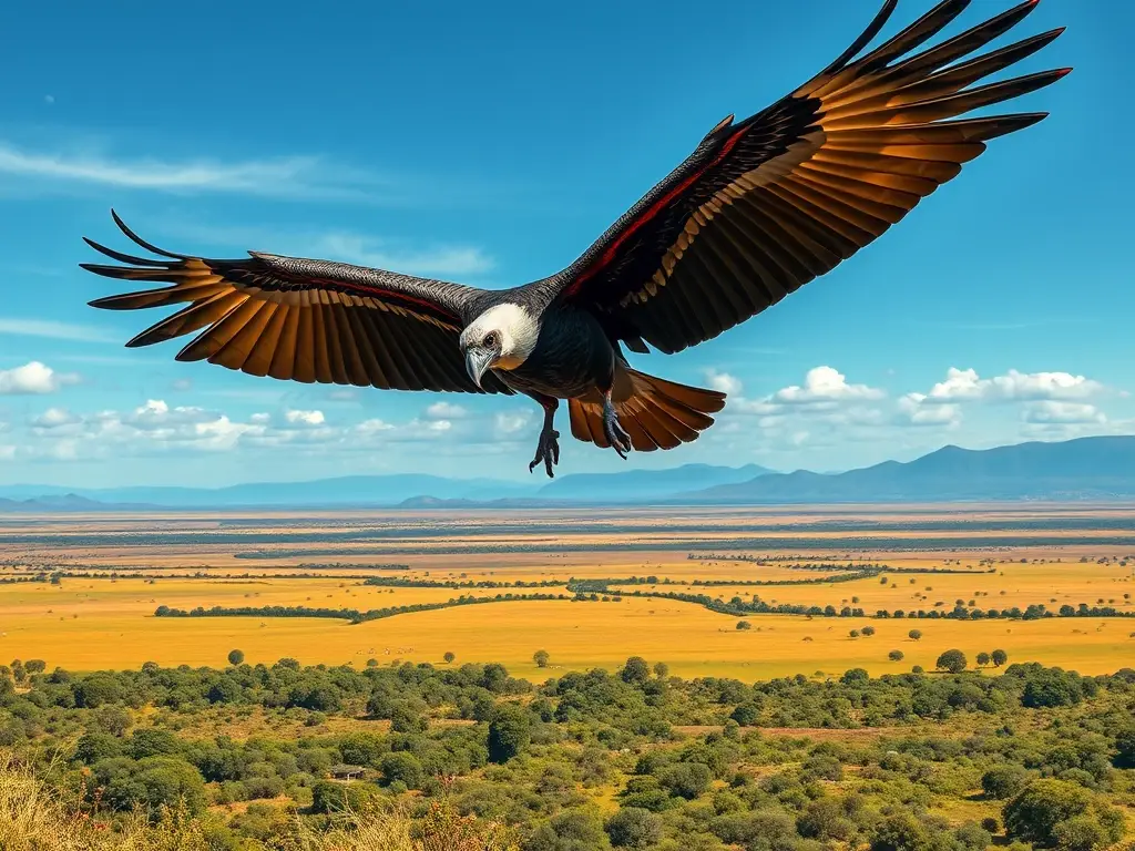 Fotorealista, 8K, condor andino volando sobre pampas sudamericanas