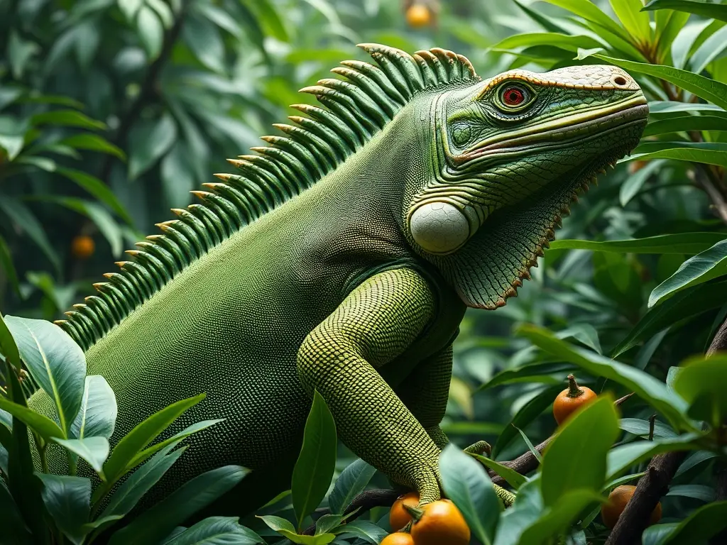 Una iguana majestuosa en un entorno natural vibrante