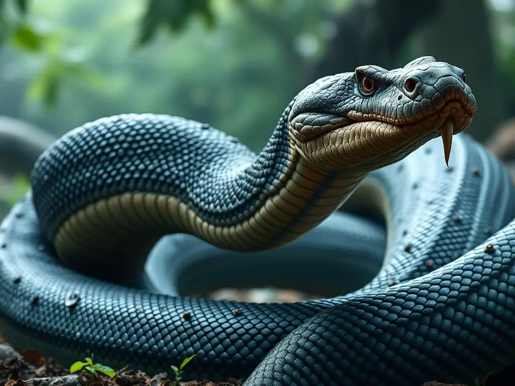 Imagen de una Titanoboa realista y de gran tamaño