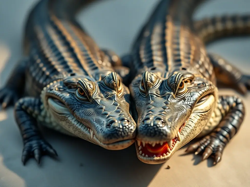 Fotografía realística, 8k, crocodilado y caimán, detalles