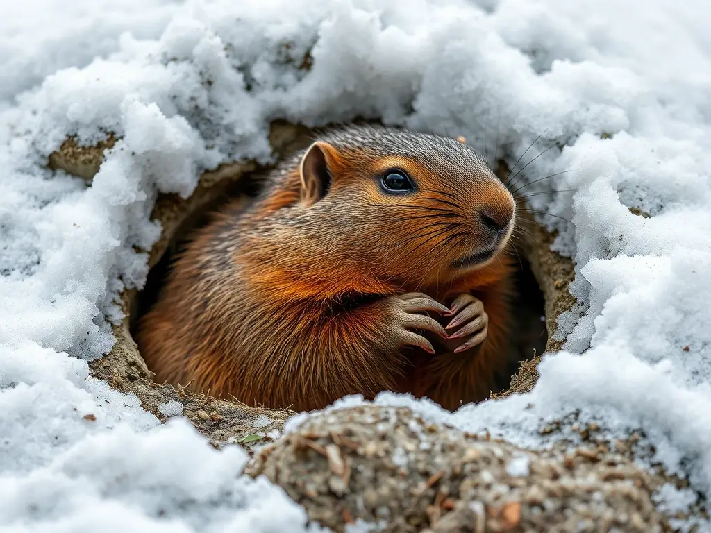 Imagen realista de una ardilla hibernando en un guiso