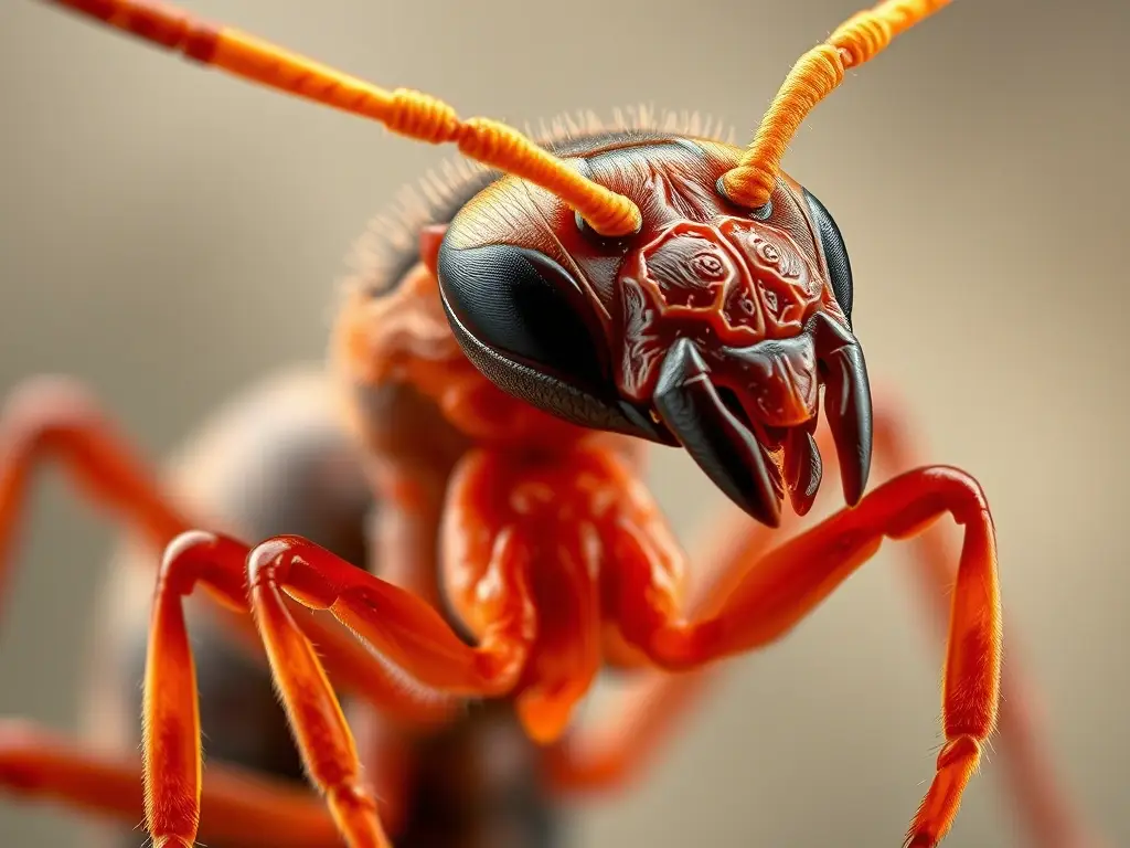 Un retrato fotorealista de una reina de hormiga con un sistema circulatorio detallado