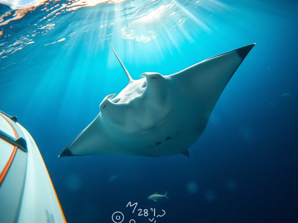 Fotografía realista impresionante de un tiburón manta en el océano