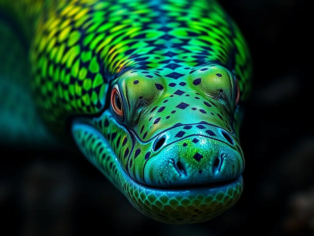 Foto realistic de un moray con colores luceros