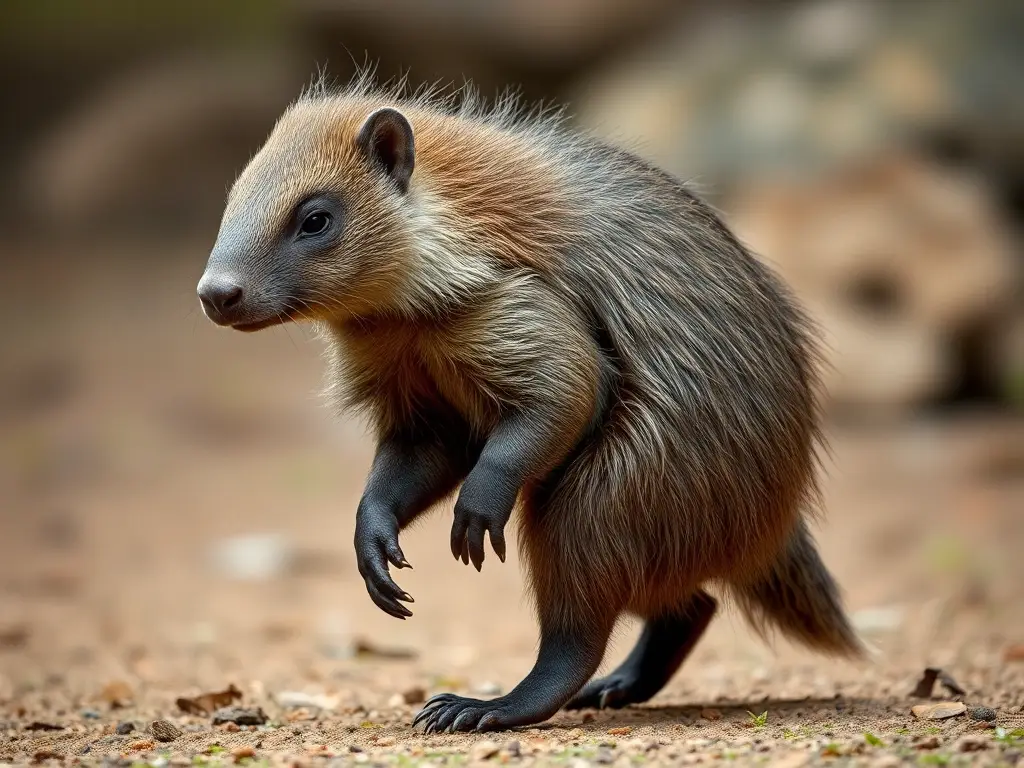 Foto realista de una nutria en pose defensiva