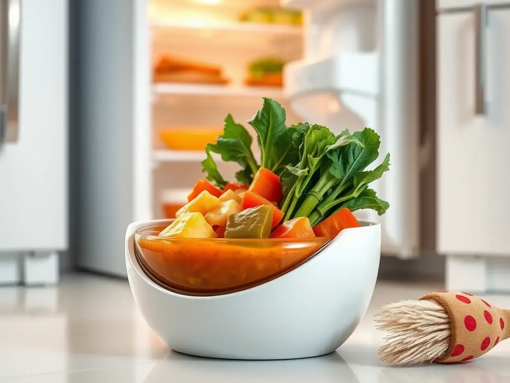 Un delicioso stew para cat en una elegante bowl de cocina