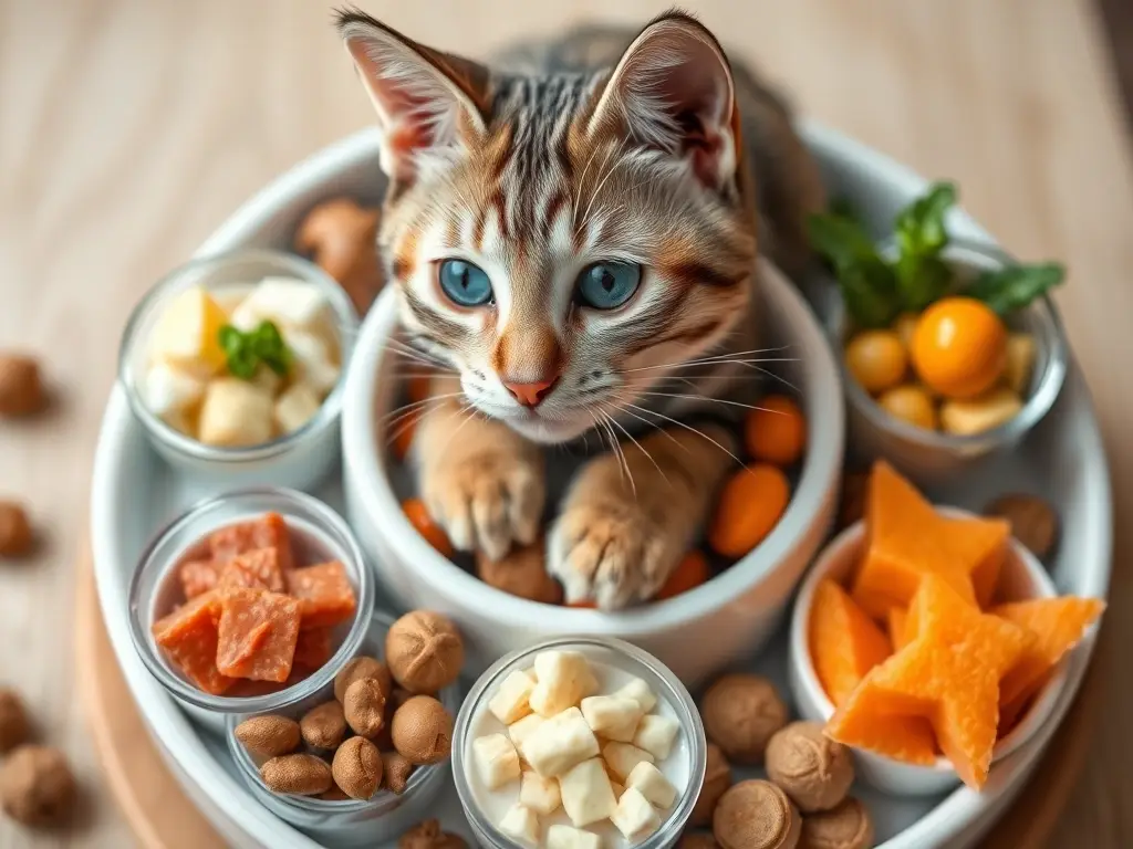 Foto realista de comida para gatos con leche sin lactosa y detalles