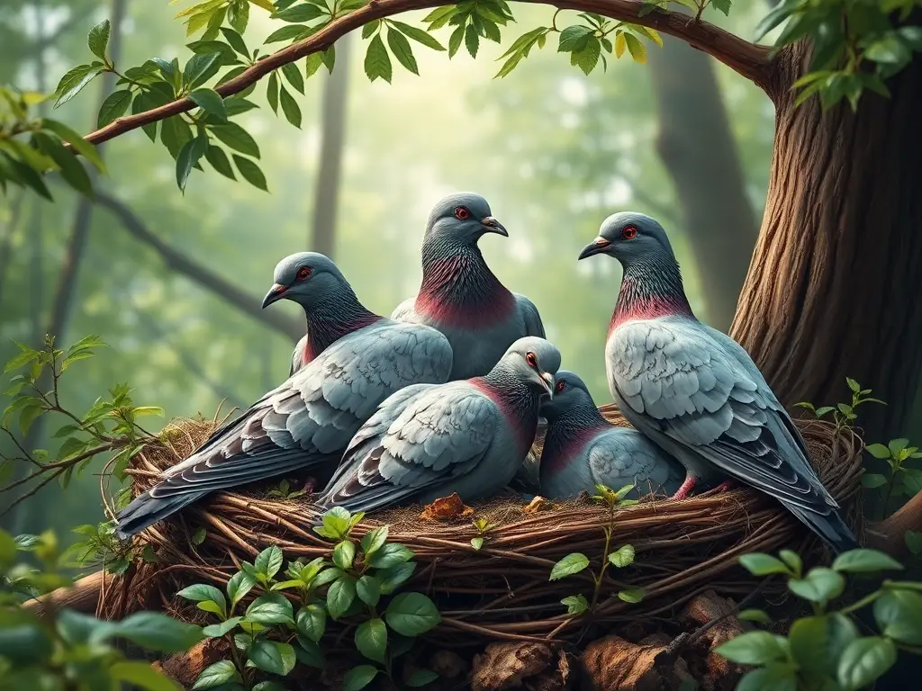 Ilustración realista, precisa y hermosa de una familia de loros