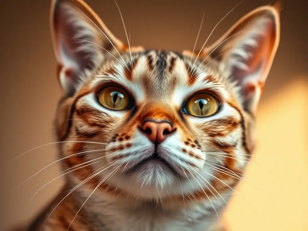 Primer plano fotorrealista de gato con manchas