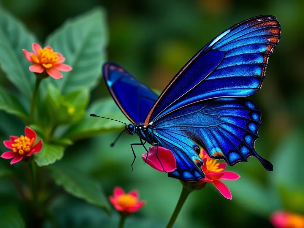Imagen de mariposa azul de la turquesa vibrante, con calidad de 8K