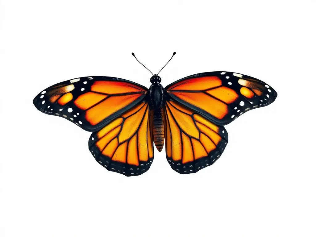 Fotorealistic, monarca butterfly, 8k, sin texto, limpia