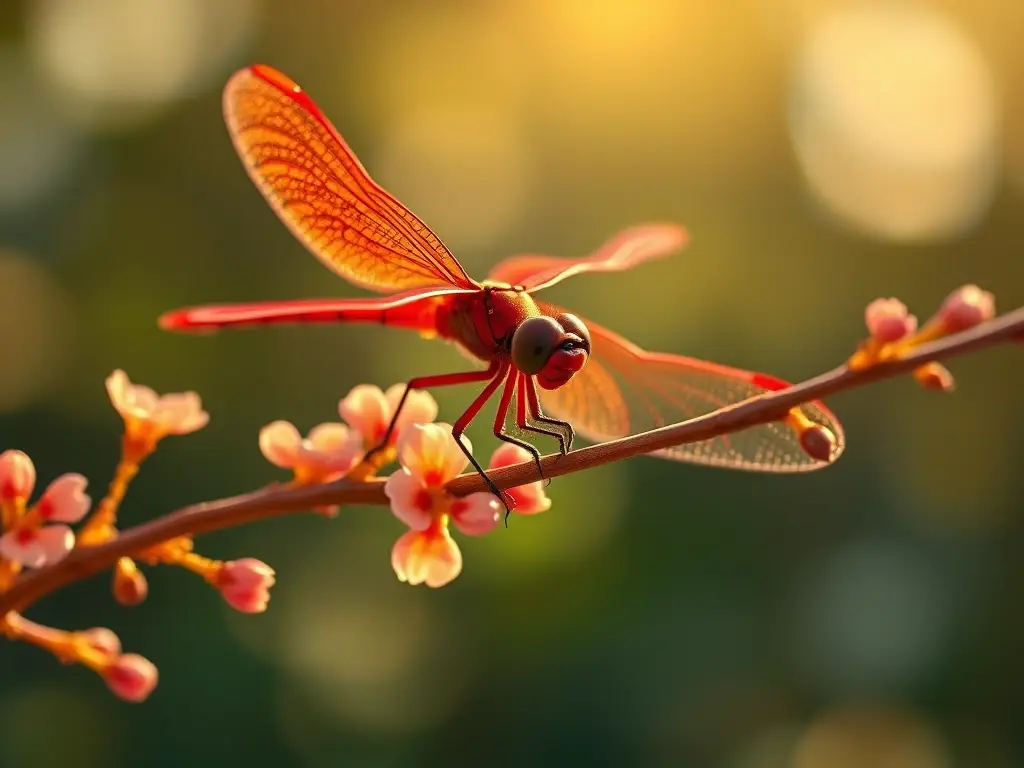 Foto realista de una dragonfly roja en Brasil, con enfoque nítido y detalles precisos
