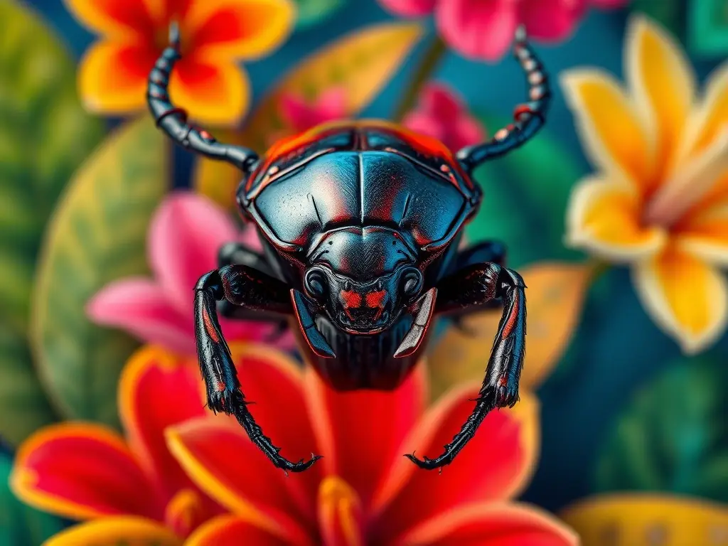 Un beetle majestuoso en 8K con detalles realistas
