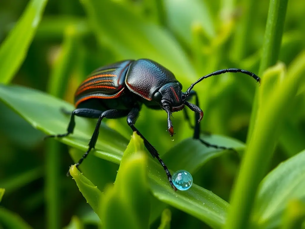 Un insecto con picadura en un paisaje verde vibrante
