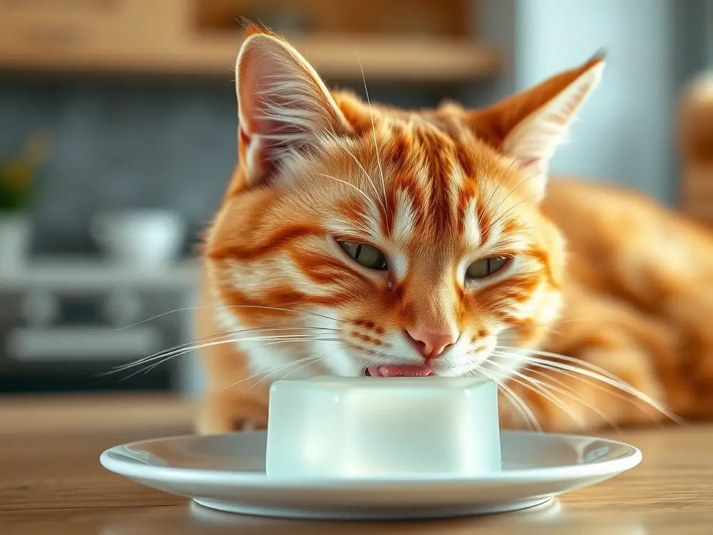 Primer plano: gato lame gelatina