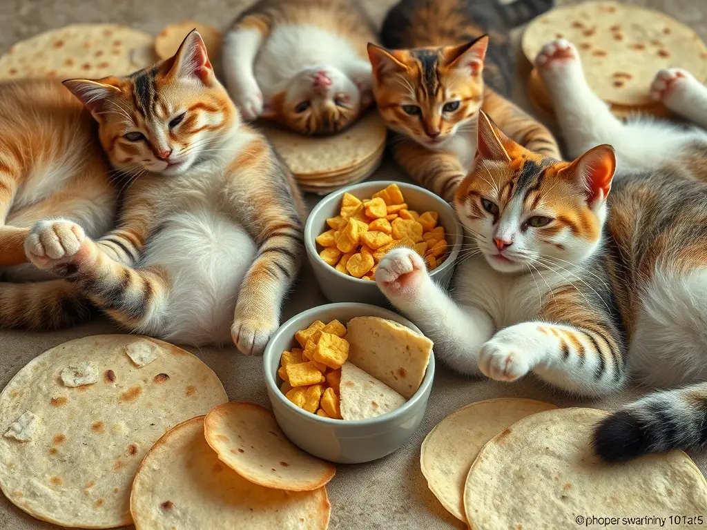 Foto realista de la portada de un artículo sobre tortillas para gatos