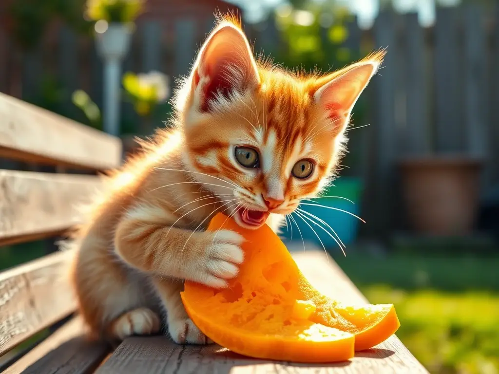 Un gato de pelaje naranja disfruta de una naranja