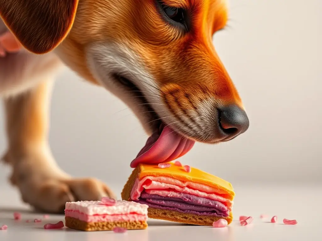 Un retrato de perro adorándose mazapán